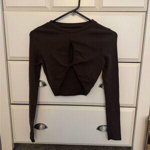 Aeropostale Dark Brown Cutout Crop Top